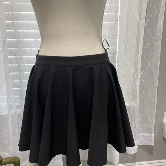 ZARA Black and White Check Skater Skirt